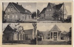 16 Gruß aus Lohne, Kr. Lingen - Kaufhaus G. Schnieders, Schule, Kirche, Kriegerdenkmal