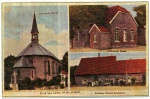 03 Gruß aus Lohne (Kreis Lingen), Kath. Kirche, Kath. Schule, Kaufhaus Clemens Schnieders