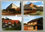 37 Gruß aus Lohne - Kirche, Schule, Bauernhof Tegeder, Geschäftshaus G. Elsen